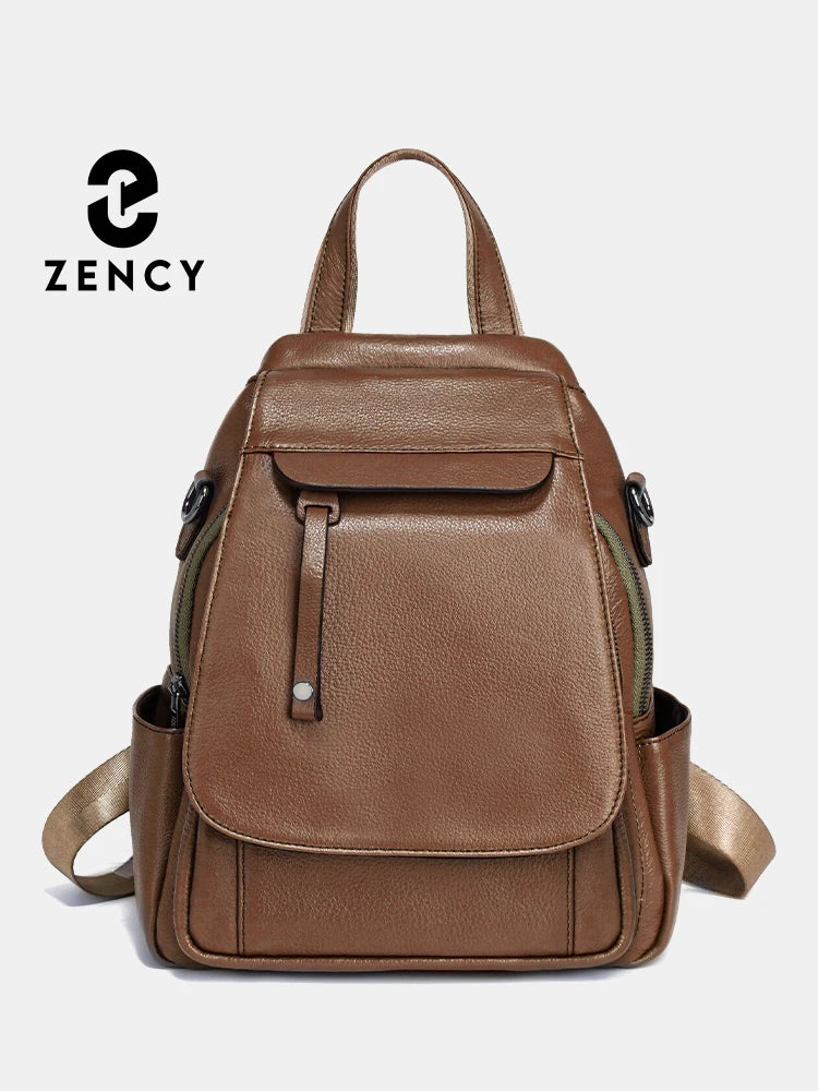 Zency Genuine Leather Women's Fashion Backpack Travel Shoulder Rucksack