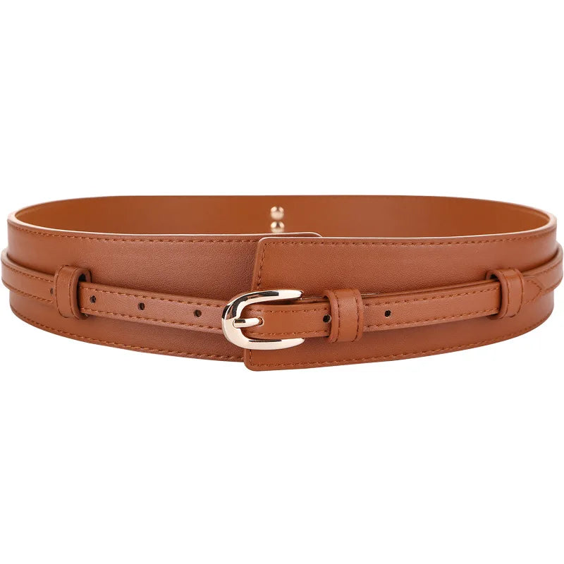 Zency Genuine Leather Women's Waist Belt Wide Female Buckle Waistband