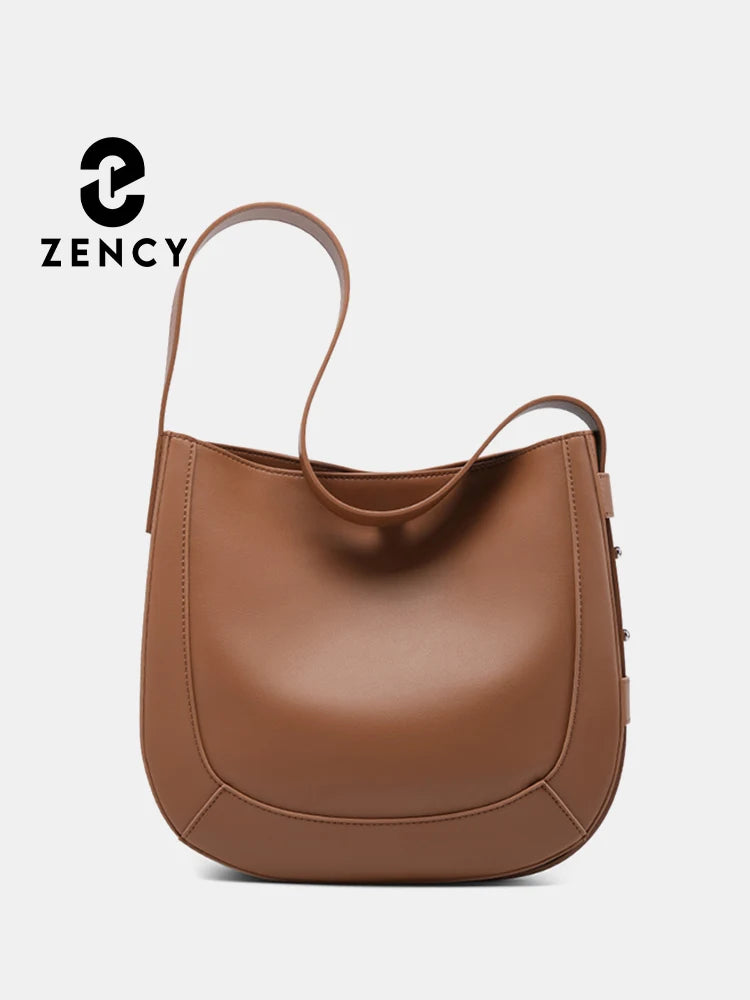 Zency High Quality Women Bucket Solid Bag Split Leather