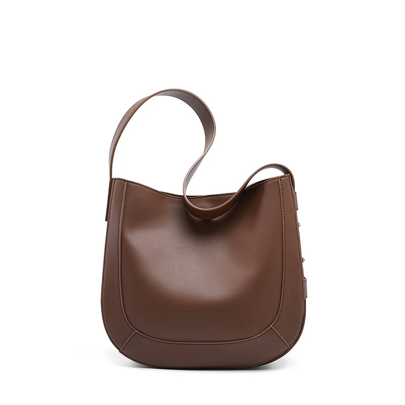 Zency High Quality Women Bucket Solid Bag Split Leather