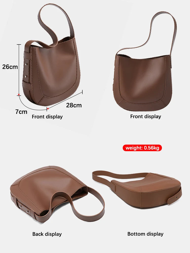 Zency High Quality Women Bucket Solid Bag Split Leather