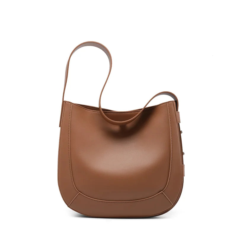 Zency High Quality Women Bucket Solid Bag Split Leather