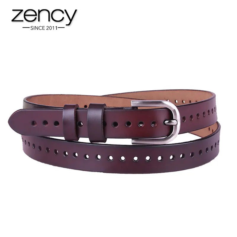 Zency Hollow Out Fashion Decorative Women's Belt 100% Leather