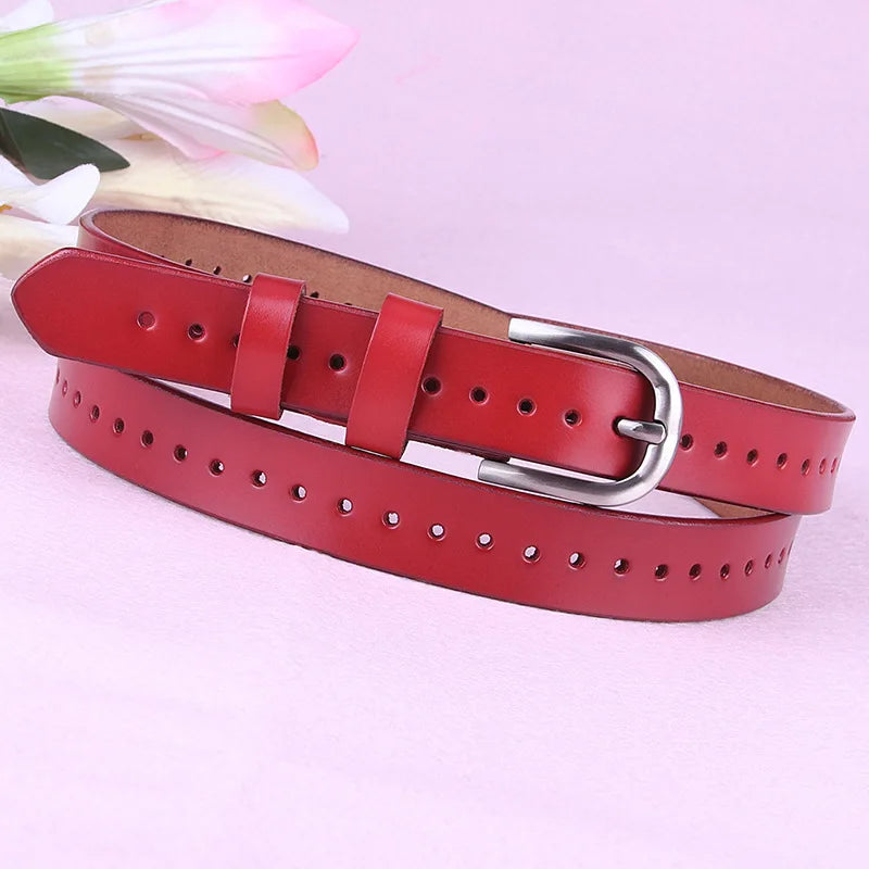 Zency Hollow Out Fashion Decorative Women's Belt 100% Leather