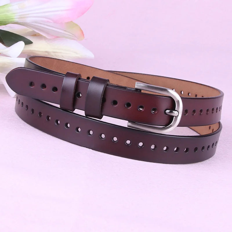 Zency Hollow Out Fashion Decorative Women's Belt 100% Leather