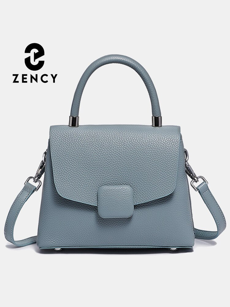 Zency Ladies Handbags Simple Leather Women Tote High Quality Designer Square Bag Crossbody Top-handle For Shopper Commuter