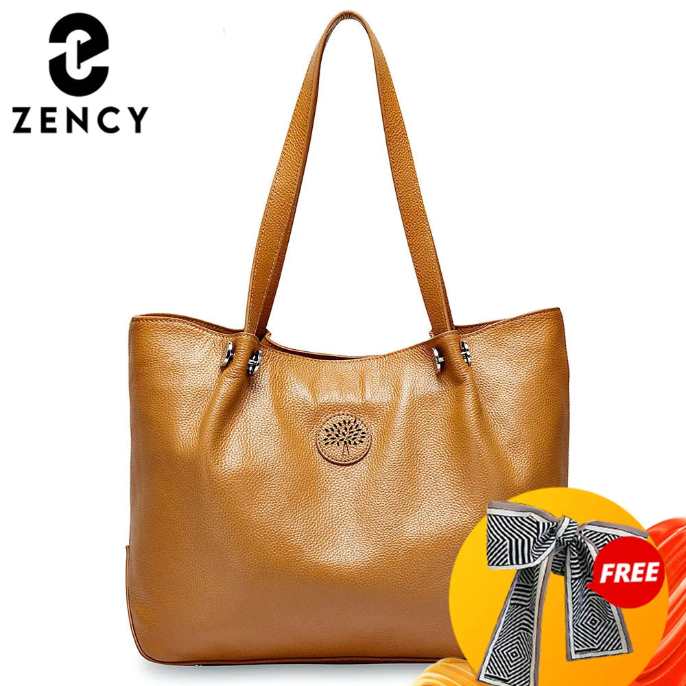 Zency Large Capacity Women Shoulder Bag 100% Genuine Leather