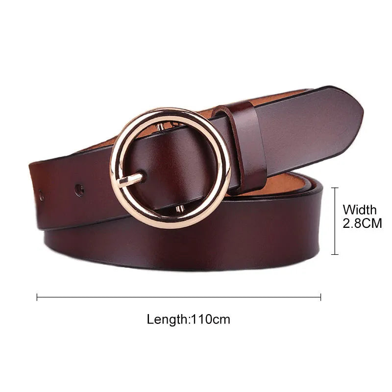Luxury Brand 100% Genuine Leather Women Belts Round Pin Buckle Waist Belt For Jeans