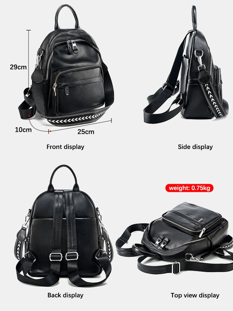 Zency 2024 Travel Backpack Girls Female Leather Knapsack