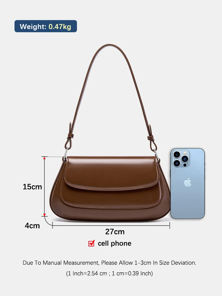 Zency Luxury Handbags Purses For Women Genuine Leather French Style 2024 Summer Ladies Shoulder Bag Underarm Crossbody Messenger