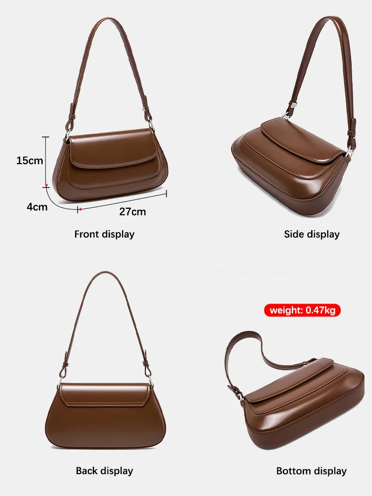 Zency Luxury Handbags Purses For Women Genuine Leather French Style 2024 Summer Ladies Shoulder Bag Underarm Crossbody Messenger