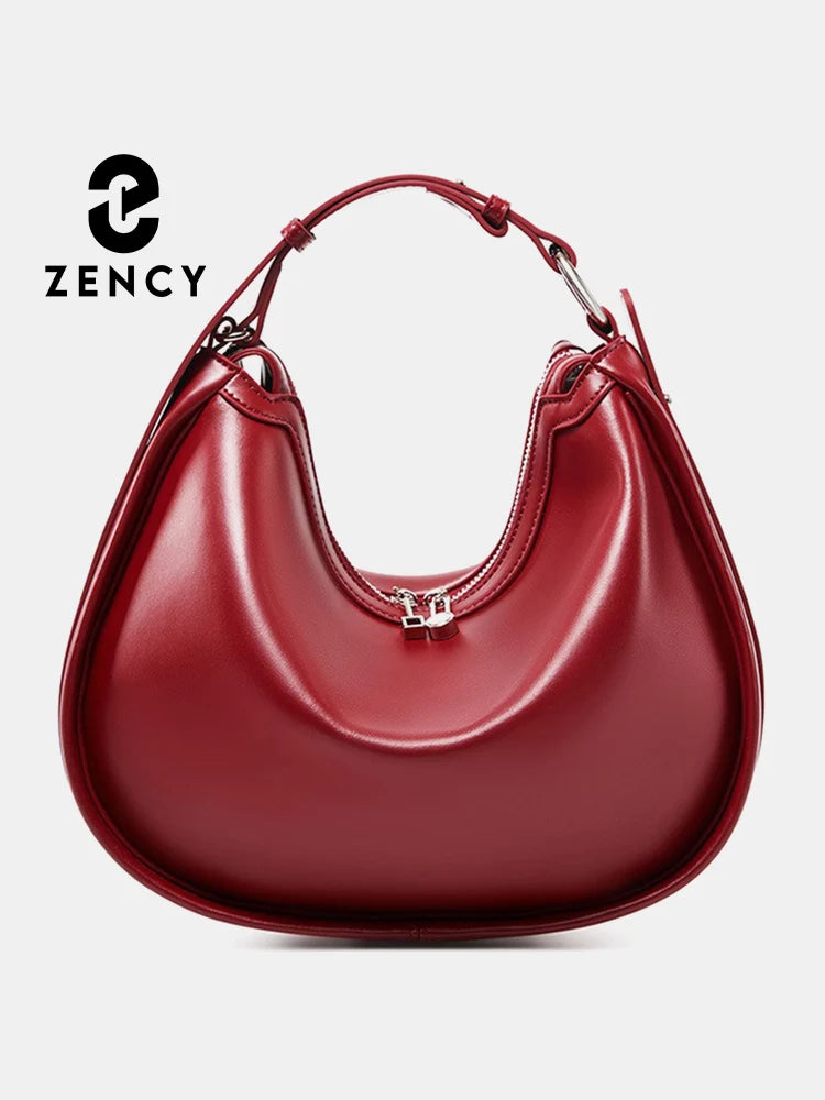 Zency Fashion 2024 Premium Hobo Bag For Women Underarm Genuine Leather Shoulder Crossbody Gift Choice BagFor Wife Lover