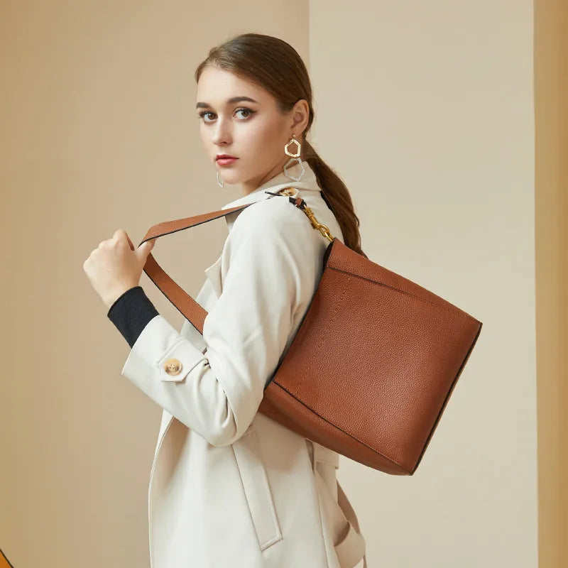 Genuine Leather Casual Shopper Shoulder Bag Commuter Large Handbags