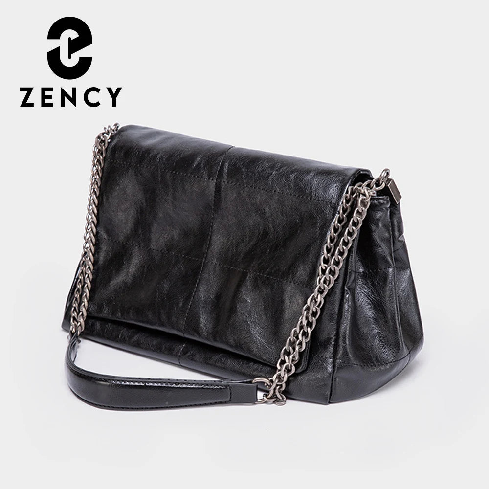 Zency Noble Temperament Small Chain Flap Bag Women Shoulder Bag Soft Leather