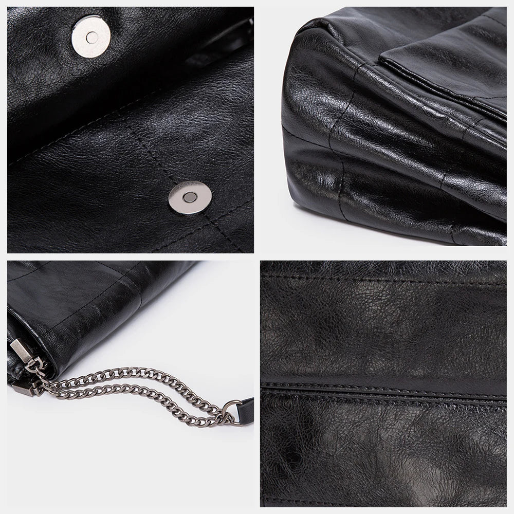 Zency Noble Temperament Small Chain Flap Bag Women Shoulder Bag Soft Leather