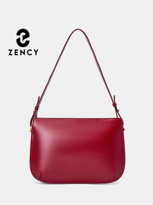 Zency Premium Split Leather Armpit bag Female 2024 Cowhide Simple Messenger Bag