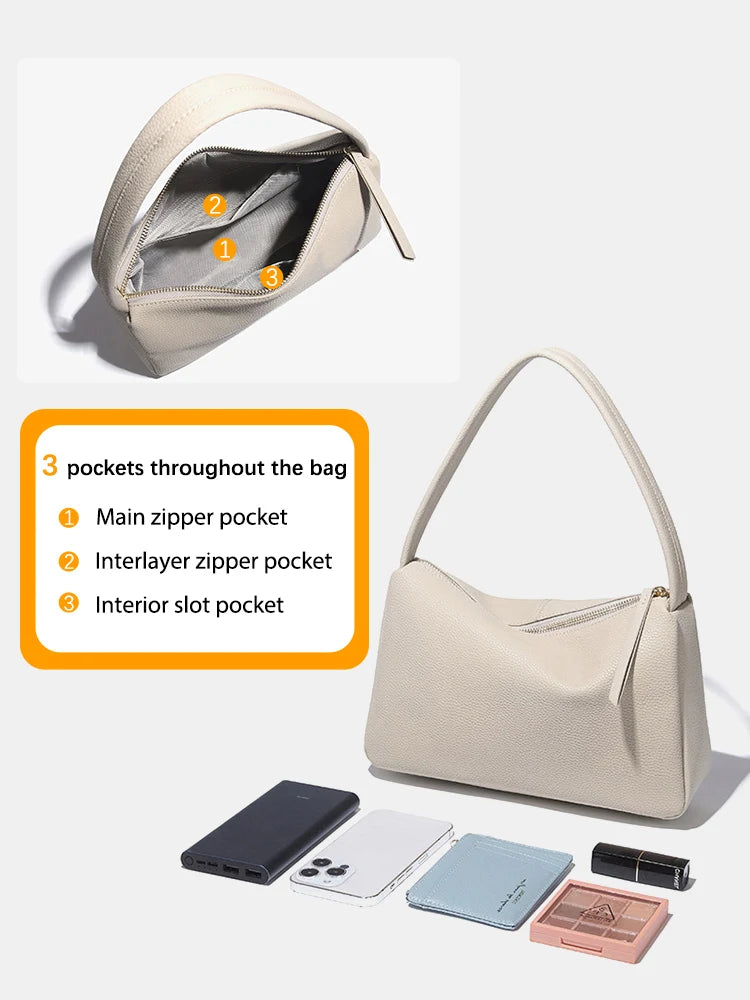 Zency Retro Elegant Genuine Leather Top-handle Bag For Women