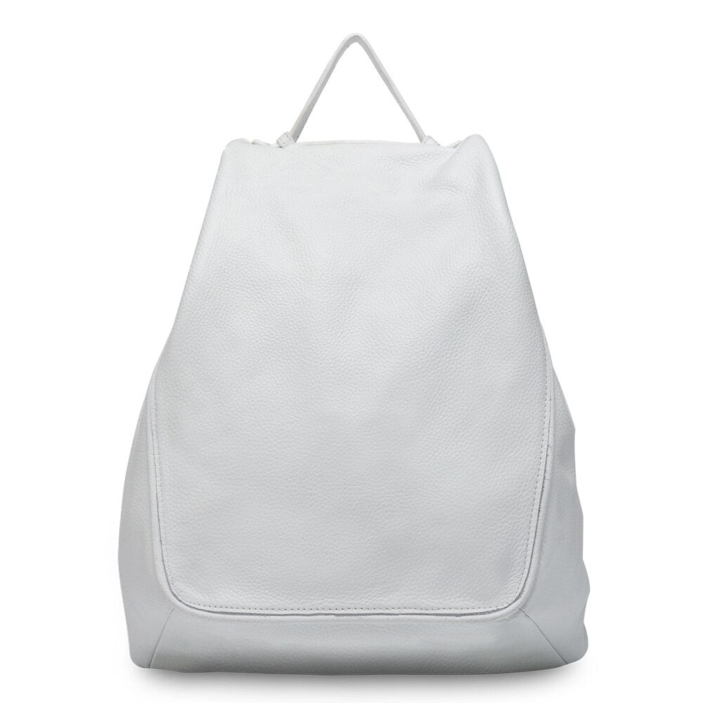 Zency Simple Women Genuine Leather Backpack Travel Knapsack High Quality Soft Calfskin Satchel