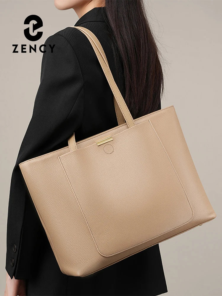 Zency Soft Leather Large Capacity Lady Shopping Bag For Notebook Phone iPad