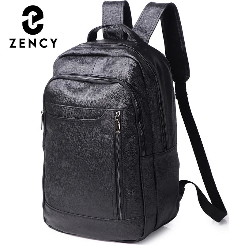 Zency Soft Genuine Leather Backpack Large Capacity Daily Casual Rucksack Office Work Business Bag Travel Casual Knapsack