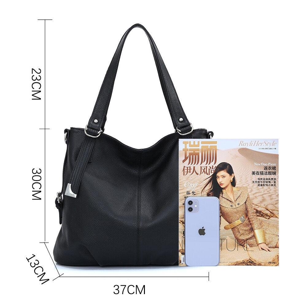 Zency Soft Genuine Leather Bags Women Simple Classic Shoulder Bag Large Commute Soft Taro Pink Hobo Handbag Female Luxury Bag