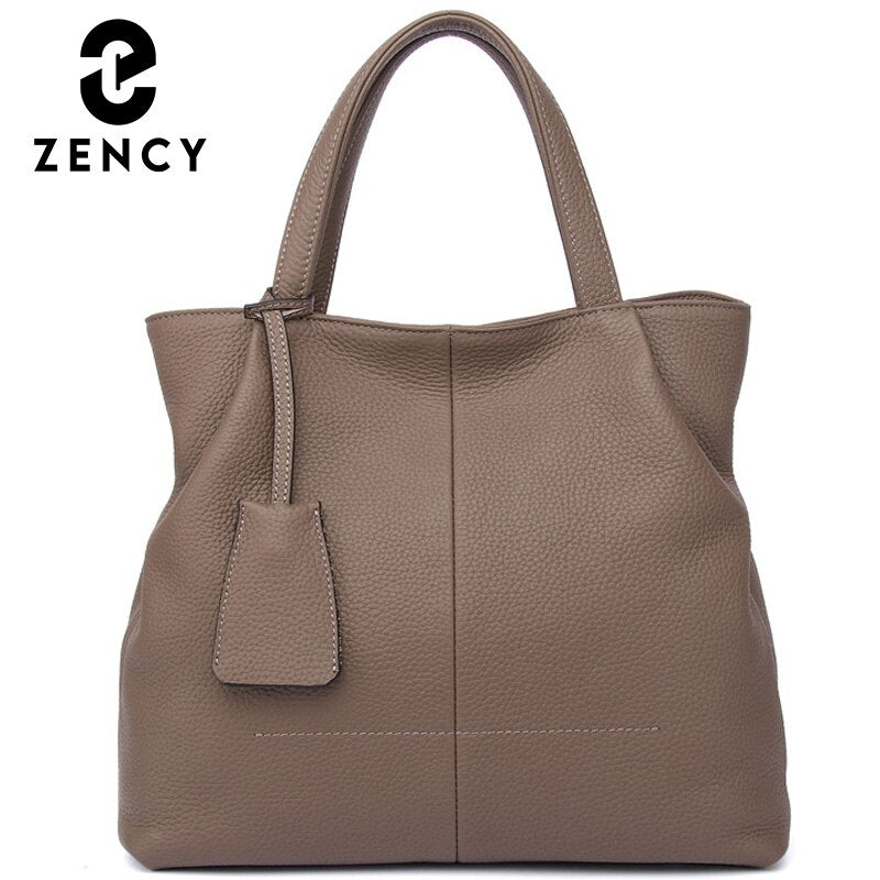 Zency Brand Cow Leather Top Handle Large Capacity Women's Shoulder Bag