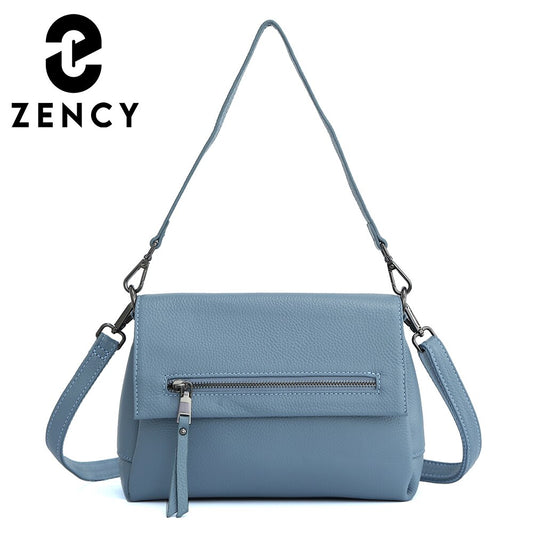 Zency 100% Genuine Leather Vintage Shoulder Women Square Casual Commuter Female Handbag Crossbody Brand Bag Shopper