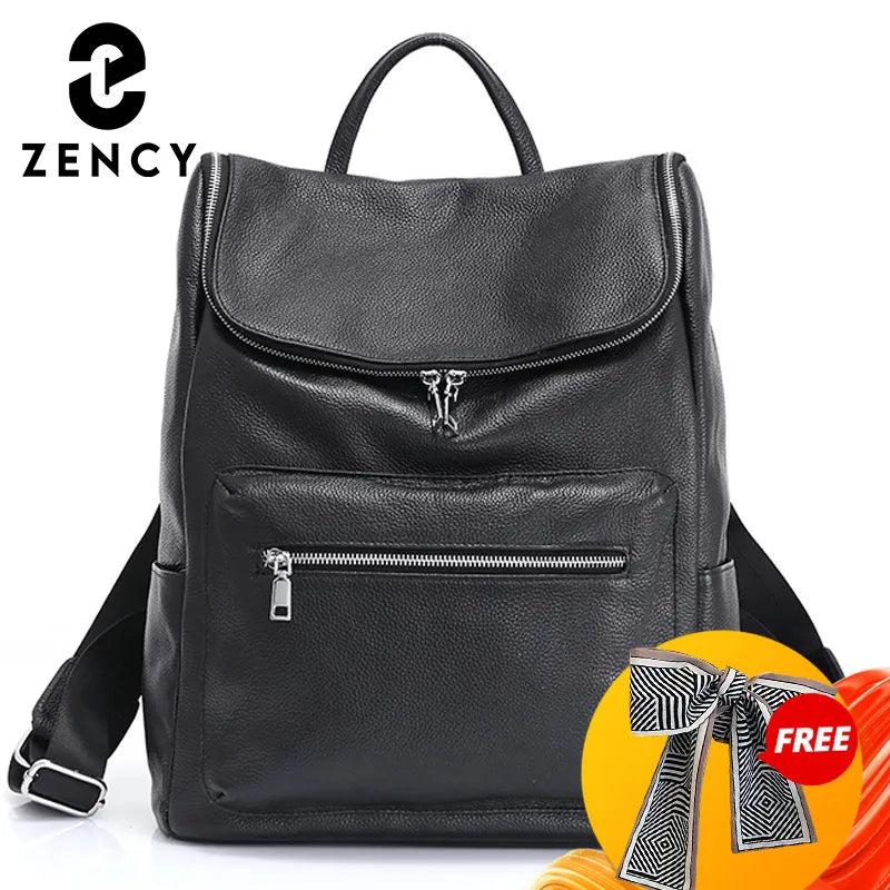 Unisex Backpack 100% Genuine Leather Large Capacity Travel Outdoor Bag