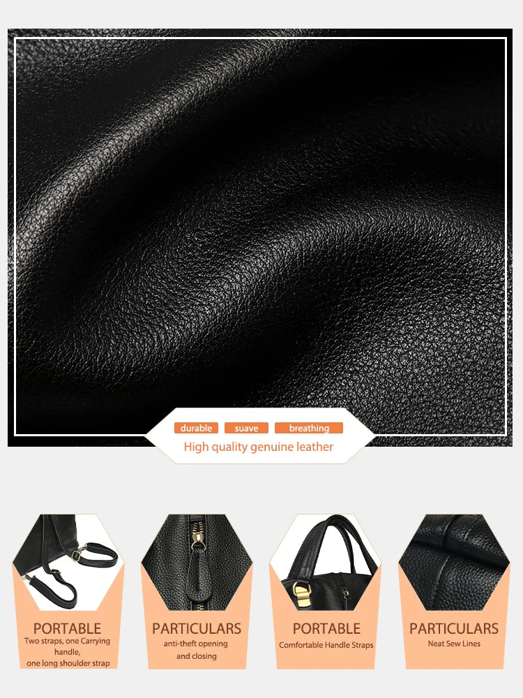 Zency Anti-Theft Vintage Women's Genuine Leather Backpacks Large Designer Travel Bag