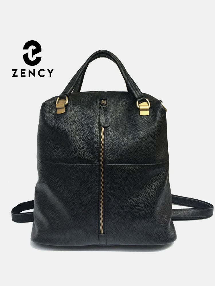 Zency Vintage Women's Genuine Leather Outdoor Backpacks Anti-Theft Large School Bag