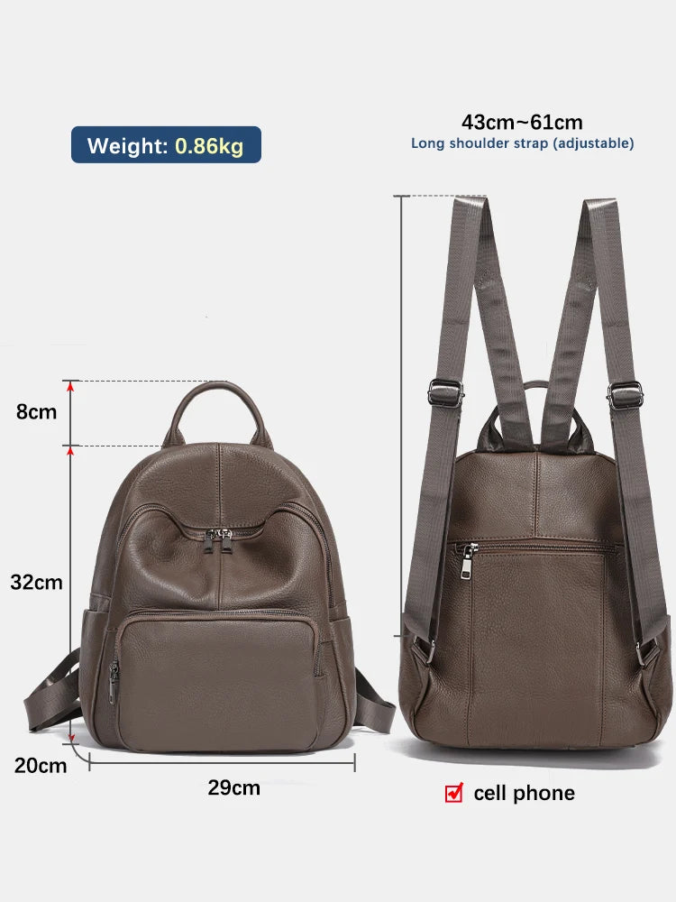 Zency Women Travel Backpack 100% Genuine Leather High Quality