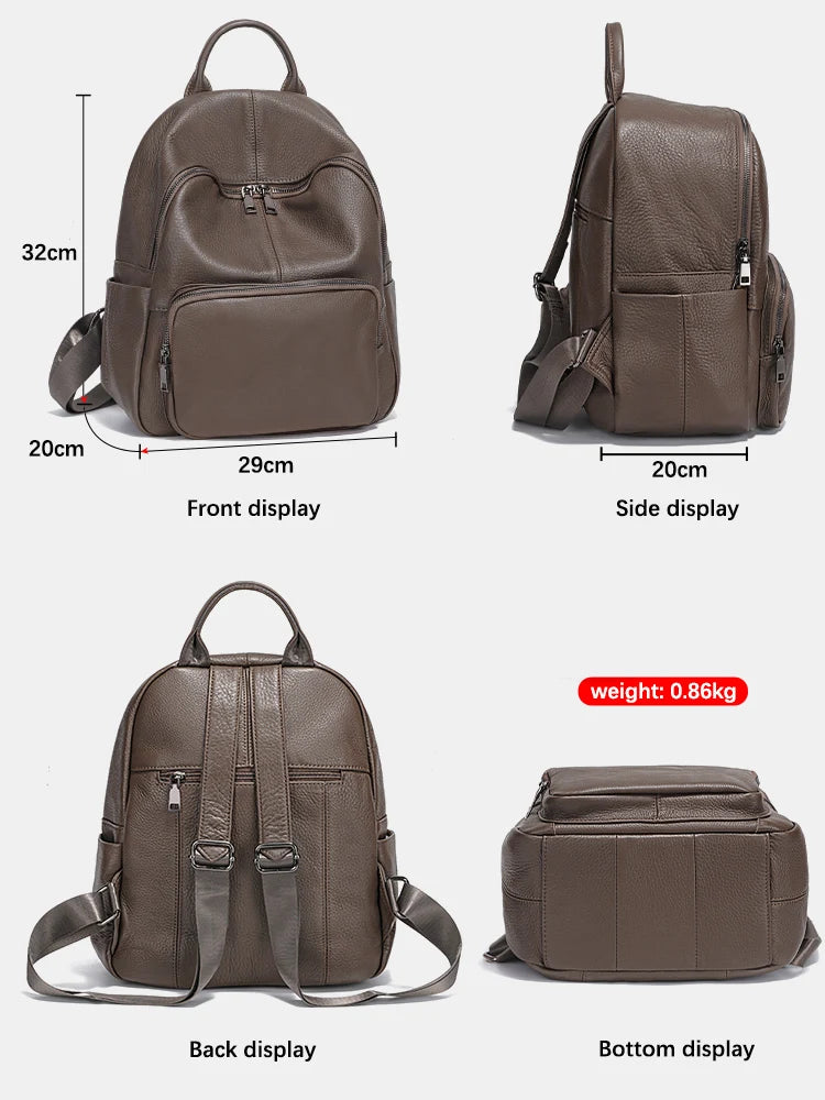 Zency Women Travel Backpack 100% Genuine Leather High Quality