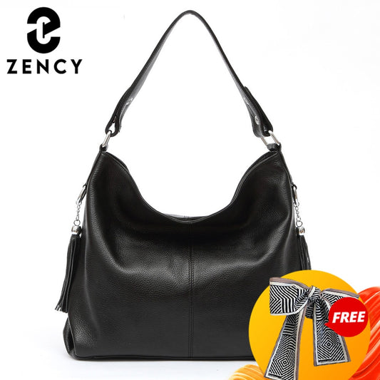 Zency Women Genuine Leather Handbag Casual Shoulder Bag Elegant Hobo Bag For Shopper Bolsa