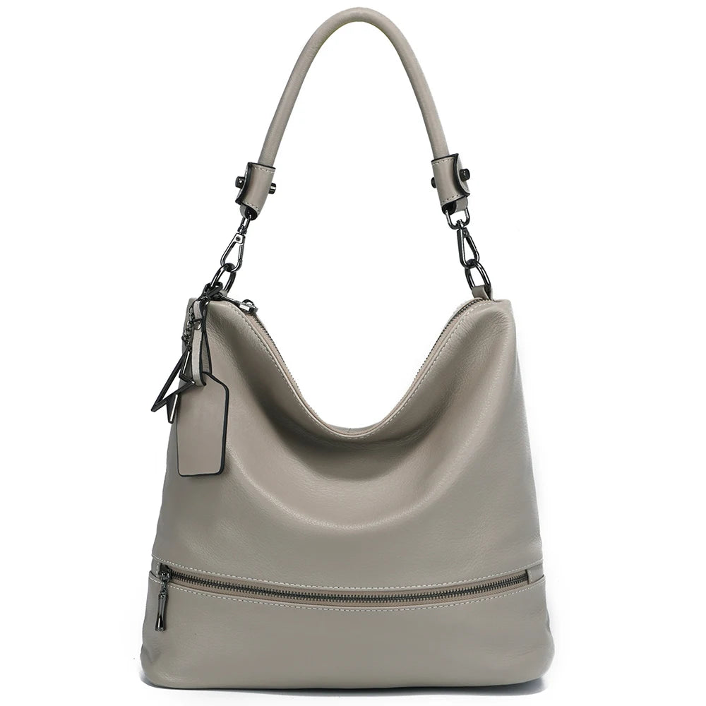 Zency Women Genuine Leather Tote Elegant Handbag Large Capacity For Commuter