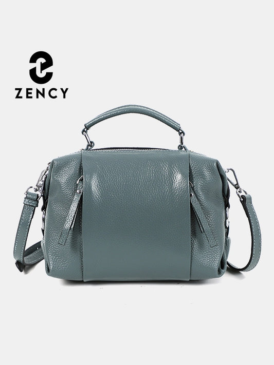 Zency Women's Genuine Leather Bag Simple High Quality Tote Bag Small Vintage Boston Handbag Female Shoulder Bags 2023 Crossbody