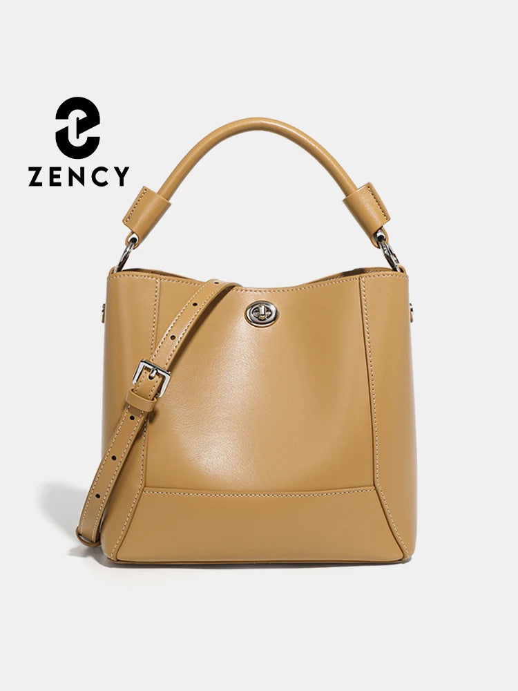 Zency Women's Genuine Leather Shopper Bag Commuter Large Bucket Handbag