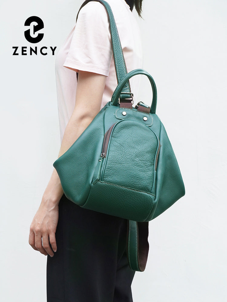 Zency Genuine Leather Women's Backpack Knapsack Large Capacity 2024 Designer Shoulder Bag