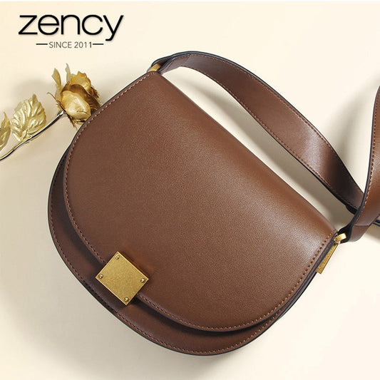 Zency Soft Cowhide Leather Retro Women Crossbody Bag High Quality Elegant Lady Shoulder Messenger Bags